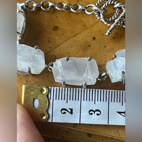 Natural Rainbow Moonstone Sterling Silver Toggle Bracelet - Picture 3 of 7